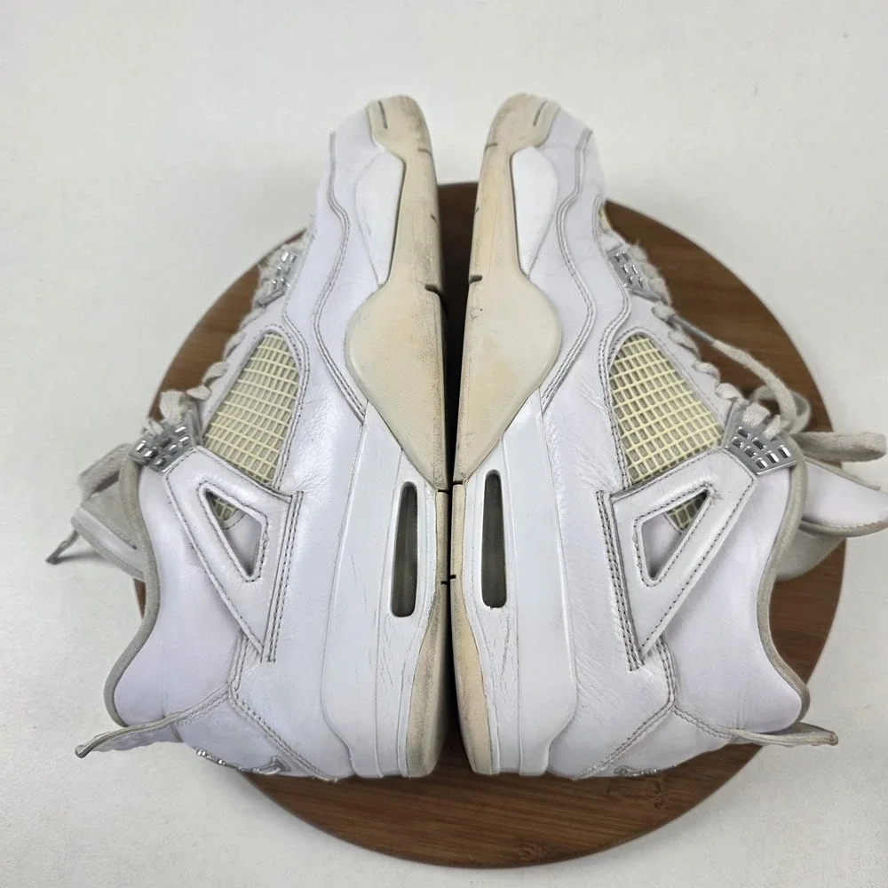 Nike Air Jordan 4 Retro Pure Money Shoes Mens Size 11.5‎ White Silver 308497-100